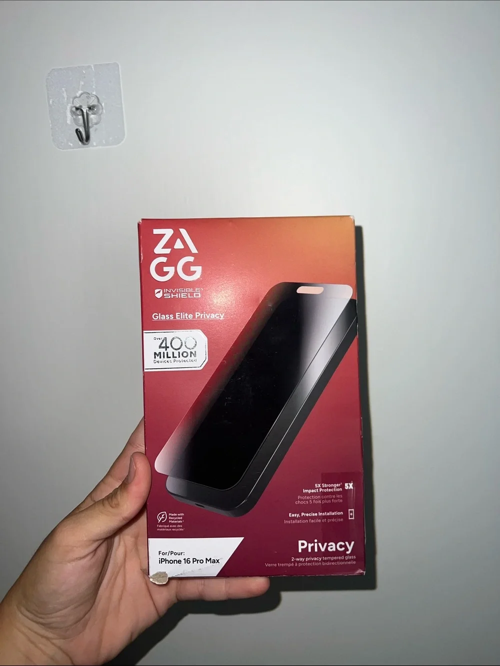 ZAGG Glass Elite Privacy Screen Protector for iPhone 16 Pro Max - Black